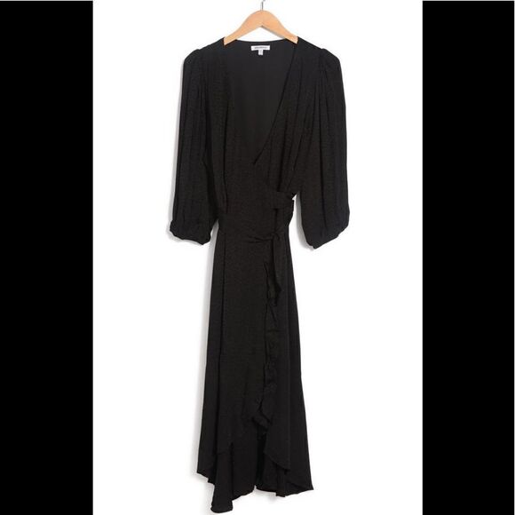 Good American cheetah print 3/4 puff sleeve wrap dress size Medium, NWT - Picture 3 of 9